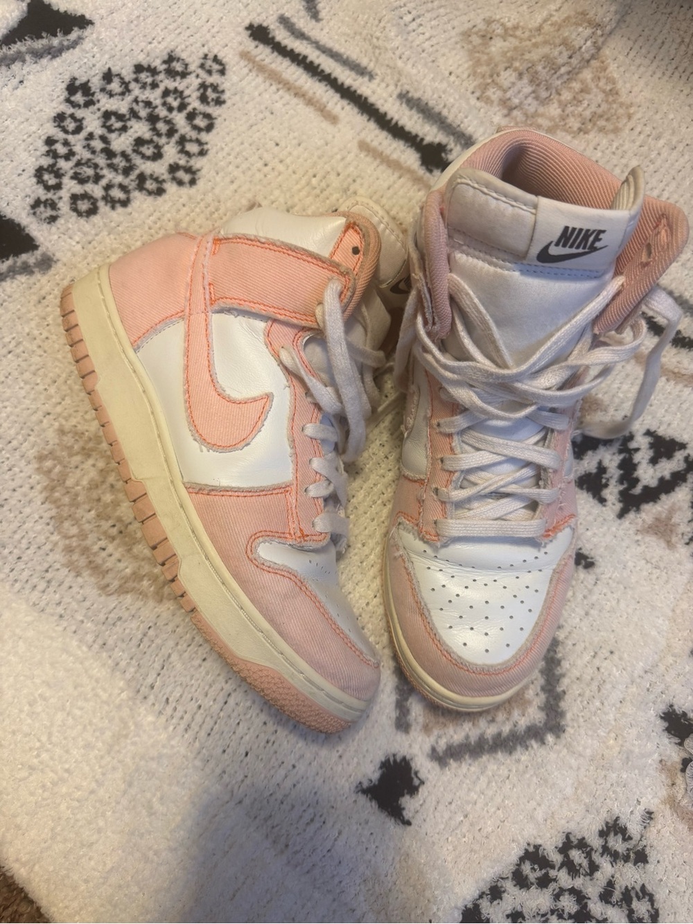 Nike Women’s Pink and White High-Top Sneakers